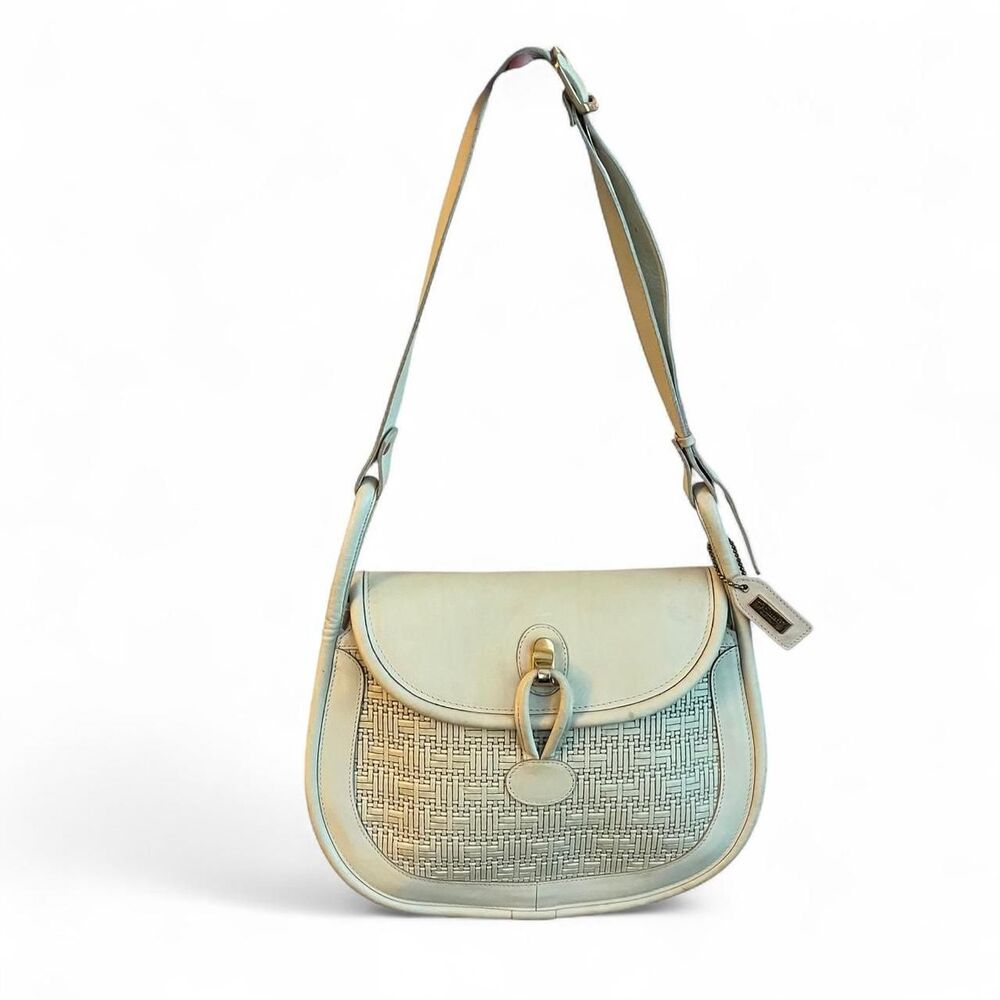 Il Santi Cream Leather & Woven Shoulder Bag